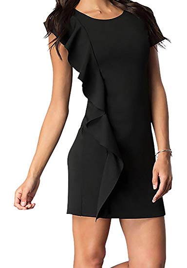 a line loose dress Juniors Short Sleeve Dress With Asymmetrical Ruffle