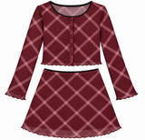 Girls Lauren Mesh Diamond Cardigan And Skirt Set