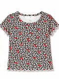 Girls Printed Pointelle Short Sleeve Top