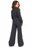 Girls Waffle Button Down and Flare Pants Set