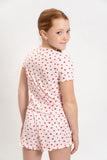 Girls Strawberry Print Short Sleeve Top and Shorts Set