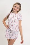 Girls Strawberry Print Short Sleeve Top and Shorts Set