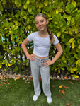 Girls Rib Bow Short Sleeve Top
