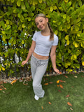 Girls Rib Bow Short Sleeve Top