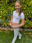Girls Rib Bow Short Sleeve Top