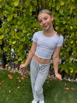 Girls Rib Bow Short Sleeve Top