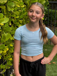 Girls Rib Bow Short Sleeve Top