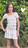 Girls Smock Eyelet 2 Piece Skirt Set
