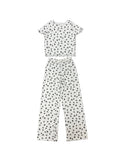 Girls Printed Lounge 2 Pc Short Sleeve Top and Pants Set