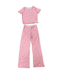 Girls Printed Lounge 2 Pc Short Sleeve Top and Pants Set