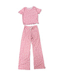 Girls Printed Lounge 2 Pc Short Sleeve Top and Pants Set