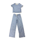 Girls Printed Lounge 2 Pc Short Sleeve Top and Pants Set