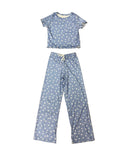 Girls Printed Lounge 2 Pc Short Sleeve Top and Pants Set