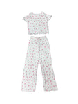 Girls Printed Lounge 2 Pc Short Sleeve Top and Pants Set
