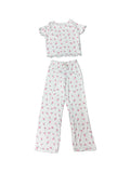 Girls Printed Lounge 2 Pc Short Sleeve Top and Pants Set