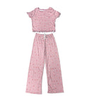 Girls Printed Lounge 2 Pc Short Sleeve Top and Pants Set