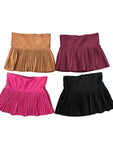 Girls Suede Pleated Skort