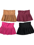 Girls Suede Pleated Skort