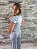 Girls Printed Lounge 2 Pc Short Sleeve Top and Pants Set