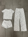 Girls Printed Lounge 3 Pc Short Sleeve Top Pants and Shorts Set