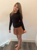 Girls Suede Pleated Skort
