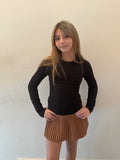 Girls Suede Pleated Skort