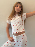 Girls Printed Lounge 2 Pc Short Sleeve Top and Pants Set