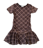 Girls Short Sleeve Sofia Mesh Diamond Dress