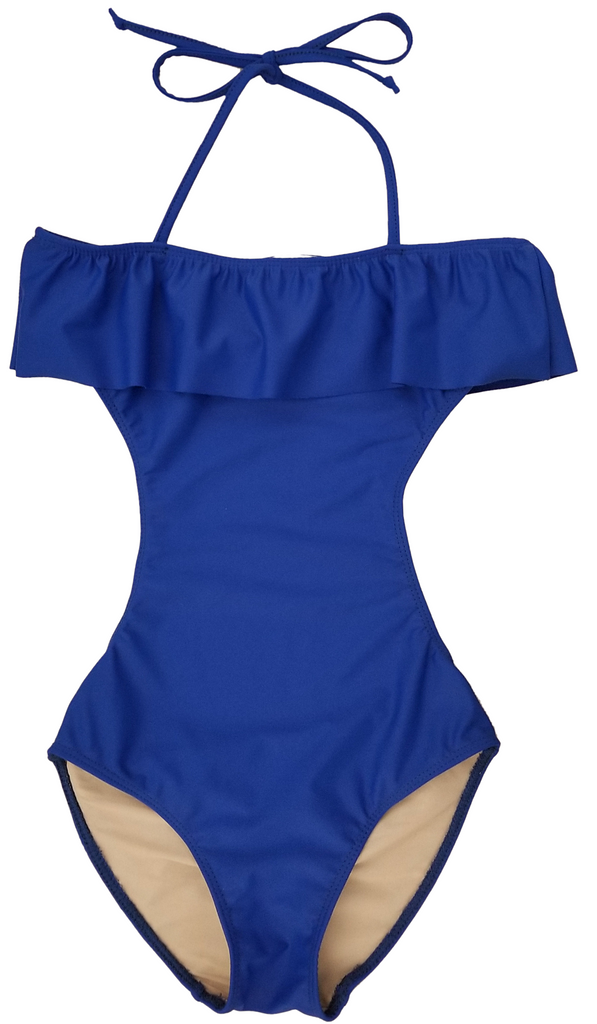 Blue ruffle 2025 bathing suit