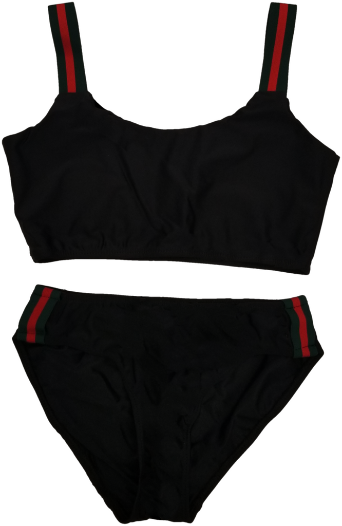 Red Green Stripe Side Bathing Suit Cheryl Kids