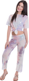 Kids Tie - Dye Mesh Knot Front Top and Pants Set