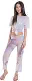 Kids Tie - Dye Mesh Knot Front Top and Pants Set