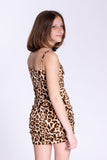 Kids Cheetah Print Velvet Tank Ruched Dress