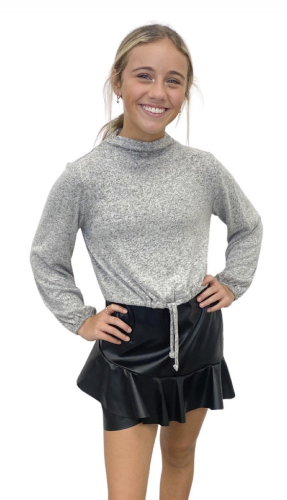 Kids top leather skirt