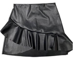 Girls Ruffle Leather Skirt