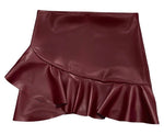 Girls Ruffle Leather Skirt