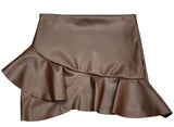 Girls Ruffle Leather Skirt