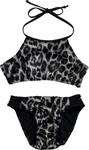 Girl's Cheetah Print Two Piece Velvet Bathing Suit