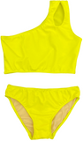 Girl's Two Piece One Shoulder Bathing Suit