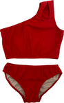 Girl's Two Piece One Shoulder Bathing Suit