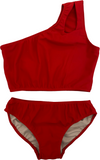 Girl's Two Piece One Shoulder Bathing Suit