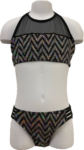 Girl's Sparkle Stripe Two Piece Bathing Suit