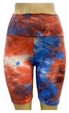 Kids High Waisted Tie Dye Cotton Biker Shorts