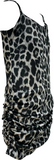 Kids Cheetah Print Velvet Tank Ruched Dress