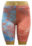 Kids High Waisted Tie Dye Cotton Biker Shorts