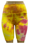 Kids High Waisted Tie Dye Cotton Biker Shorts