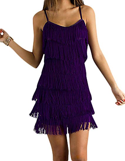 purple fringe flapper dress Last One! Purple Flapper Dress Fringe Pallet Large 20's costume latin dance